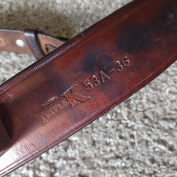 Triple K Deluxe Brown Leather Ranger Belt 53A-36 with Brass Buckle - Picture 8 of 14